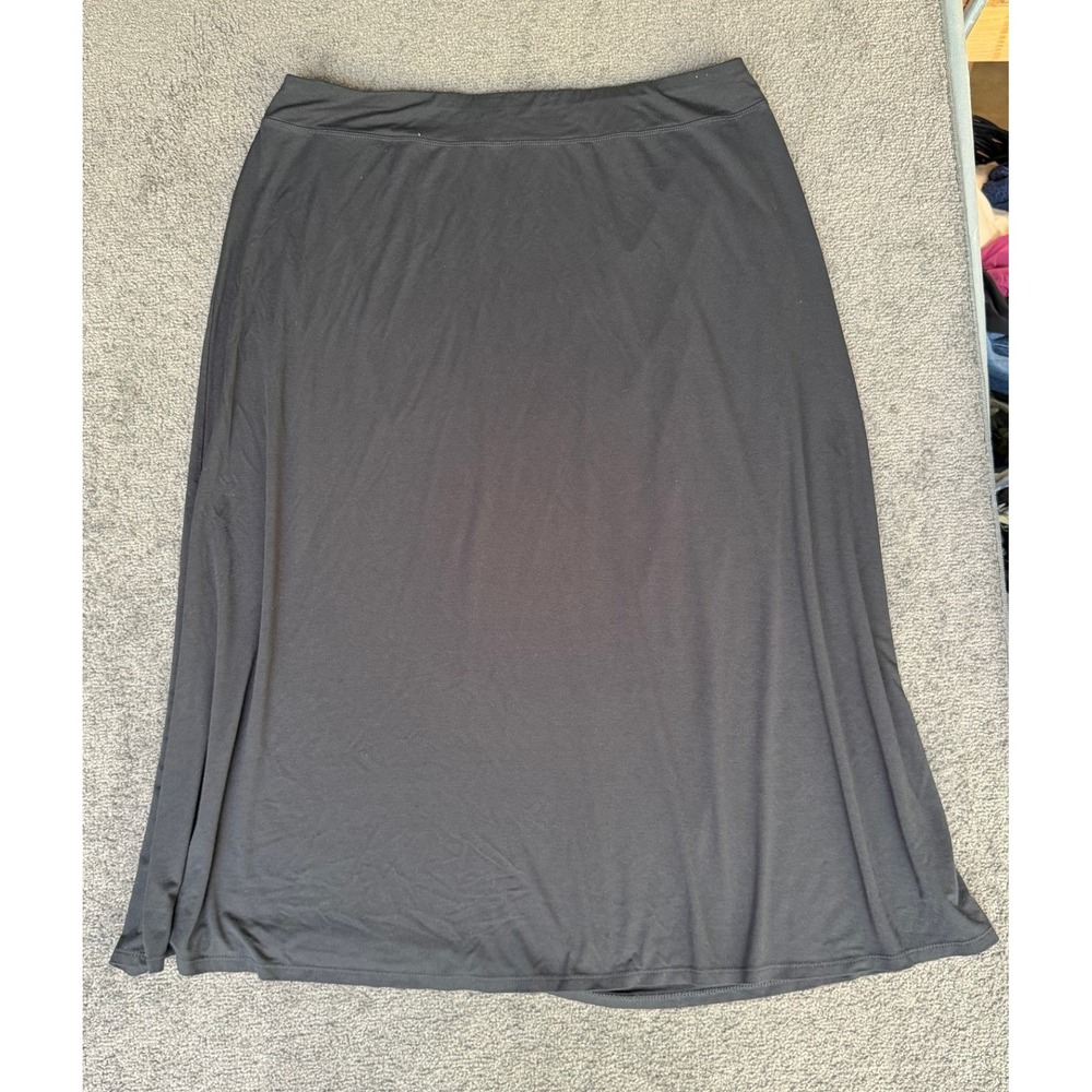J. Jill Wearever Black Maxi Skirt XL Rayon Lycra Stretch A-Line Jersey Knit Long